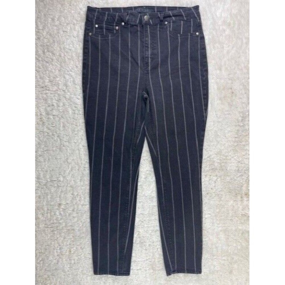 Tinsel Size 30 Womens Jeans High Rise Ankle Black Stripe Stretch